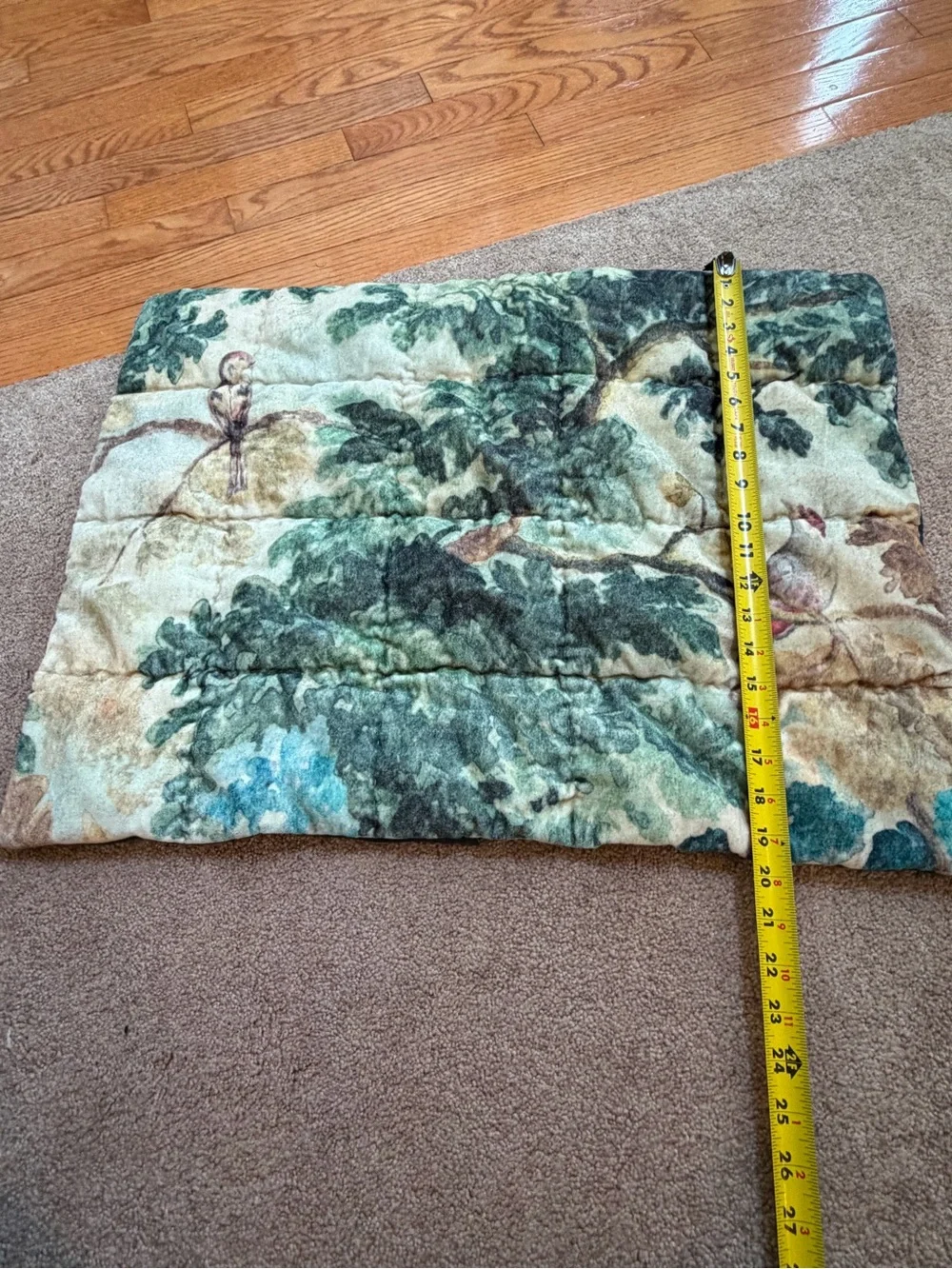 New Anthropologie Judarn printed velvet pillow cover quilted standard botanical